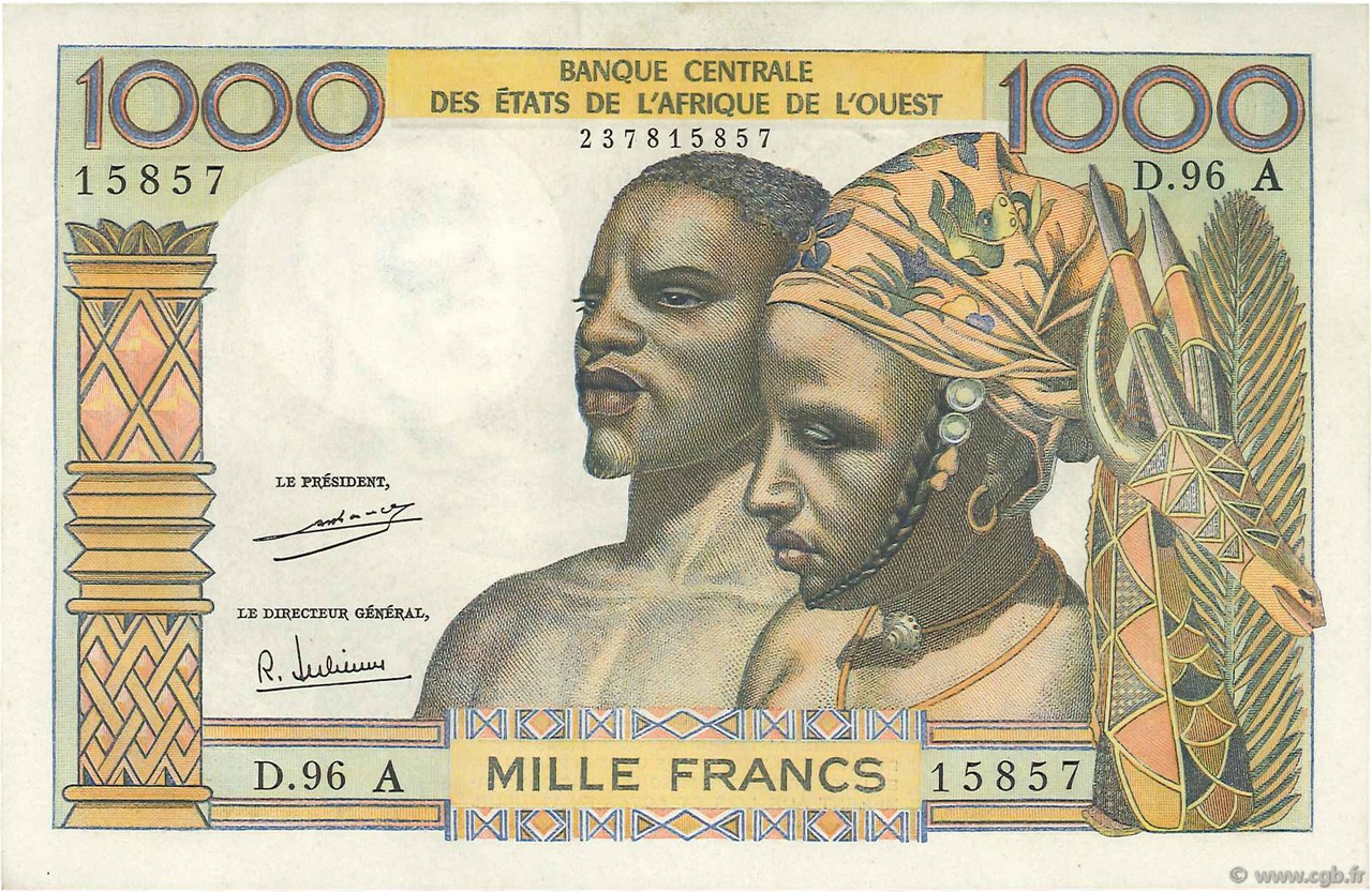 1000 Francs ÉTATS DE L AFRIQUE DE L OUEST  1971 P.103Ah SUP