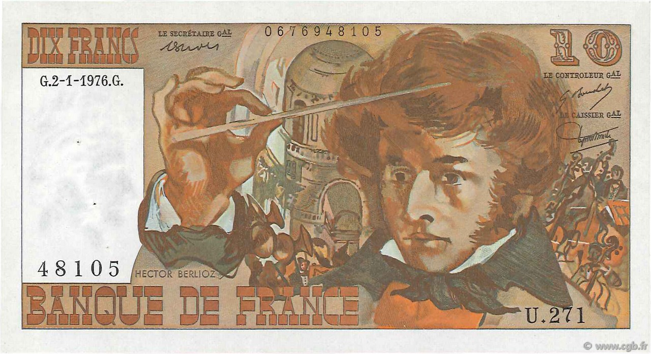 10 Francs BERLIOZ FRANCIA  1976 F.63.16 SC