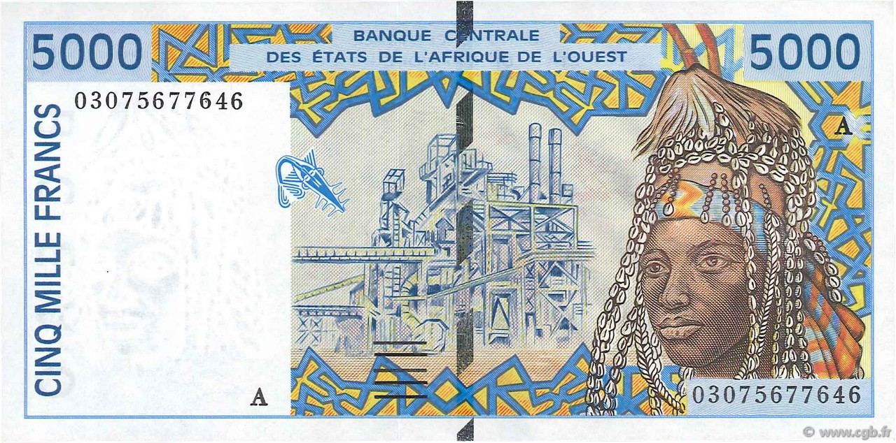 5000 Francs ÉTATS DE L AFRIQUE DE L OUEST  2003 P.113Am SPL+