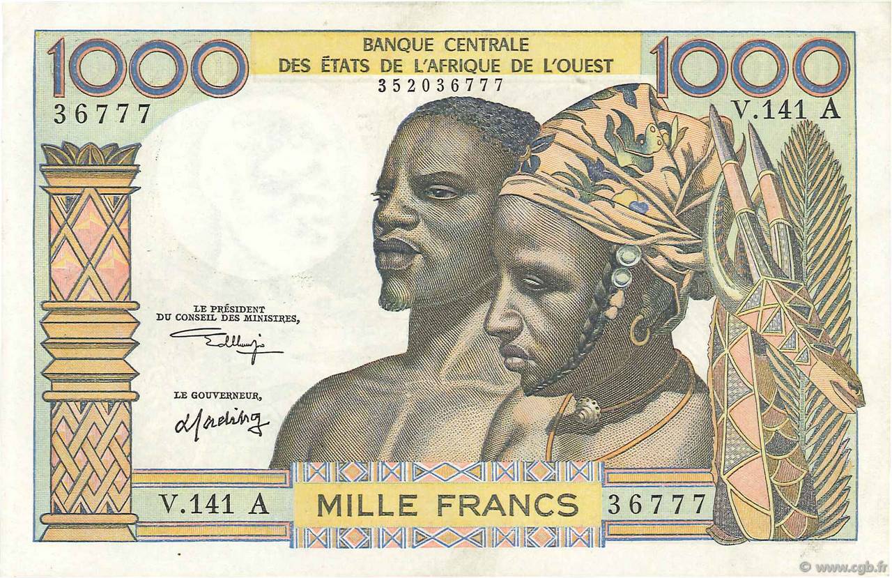 1000 Francs WEST AFRIKANISCHE STAATEN  1973 P.103Ak fST