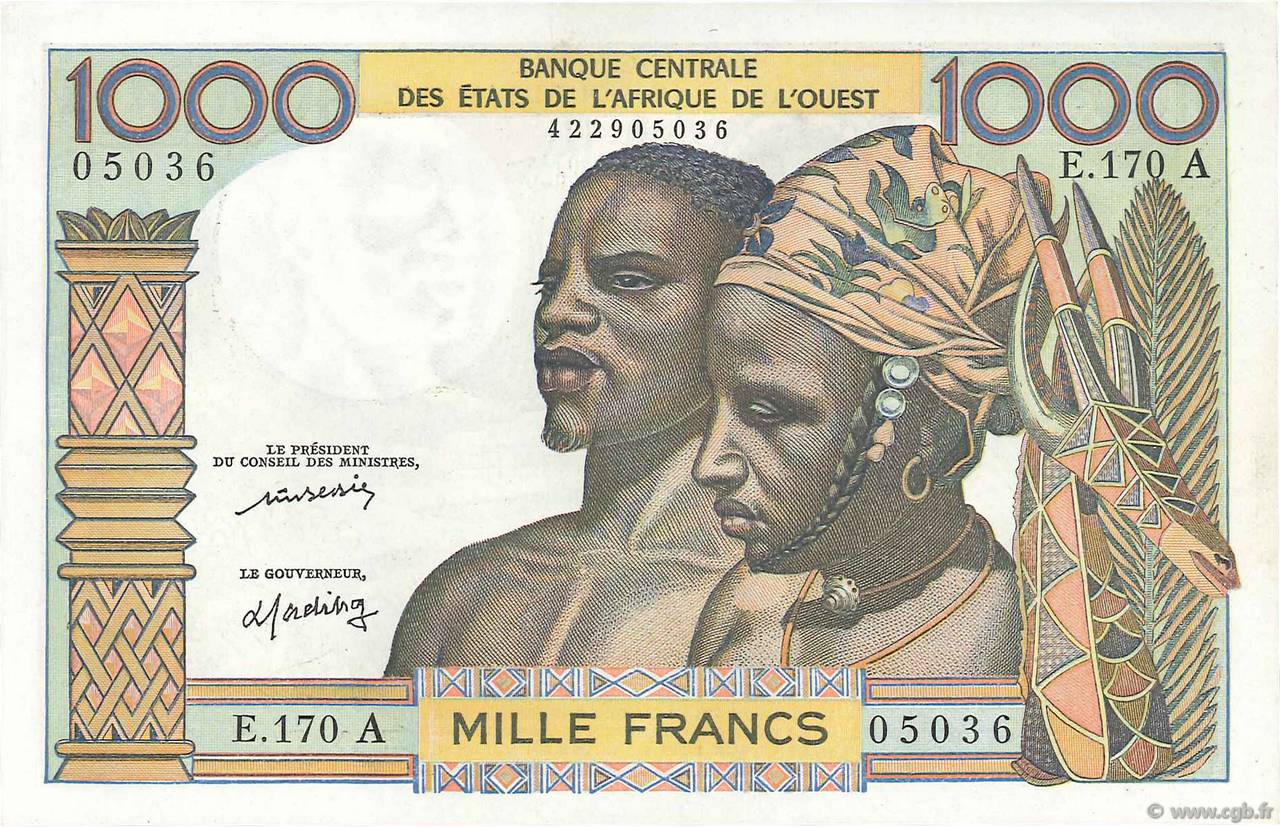 1000 Francs ÉTATS DE L AFRIQUE DE L OUEST  1977 P.103Al pr.NEUF