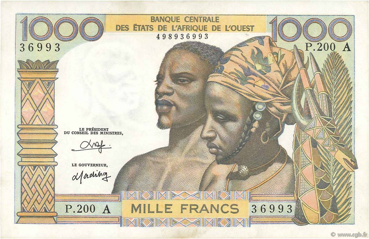 1000 Francs ÉTATS DE L AFRIQUE DE L OUEST  1980 P.103An SUP