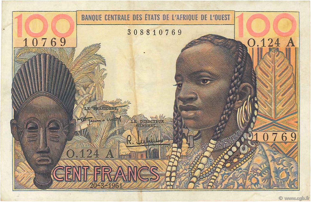100 Francs ESTADOS DEL OESTE AFRICANO  1961 P.101Aa MBC
