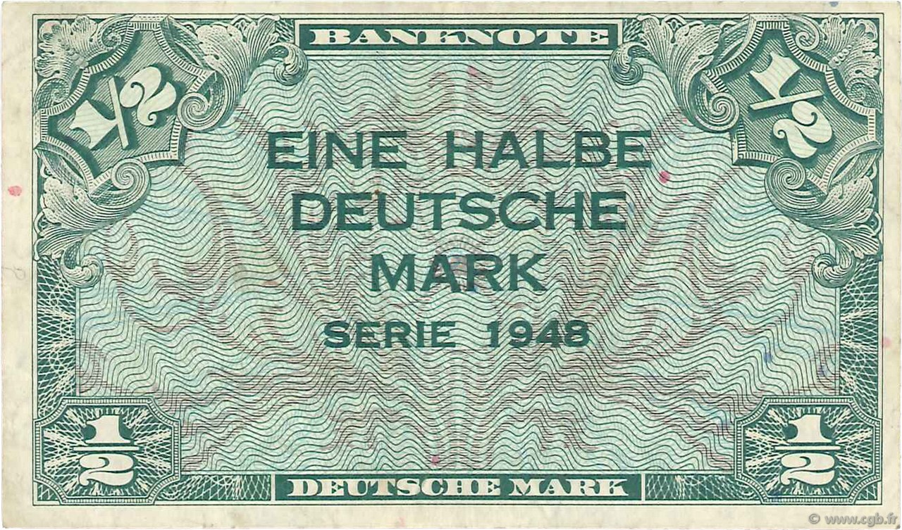 1/2 Deutsche Mark GERMAN FEDERAL REPUBLIC  1948 P.01a VZ