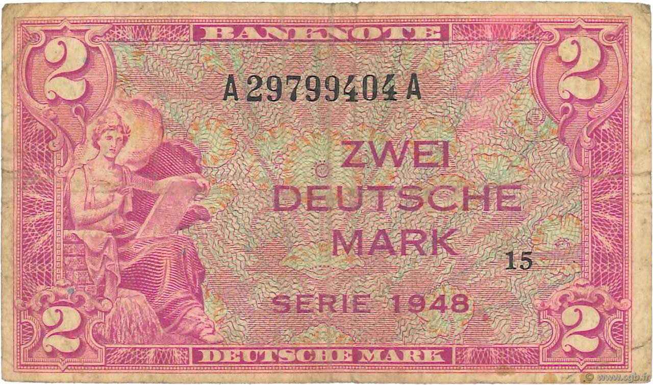 2 Deutsche Mark GERMAN FEDERAL REPUBLIC  1948 P.03a G