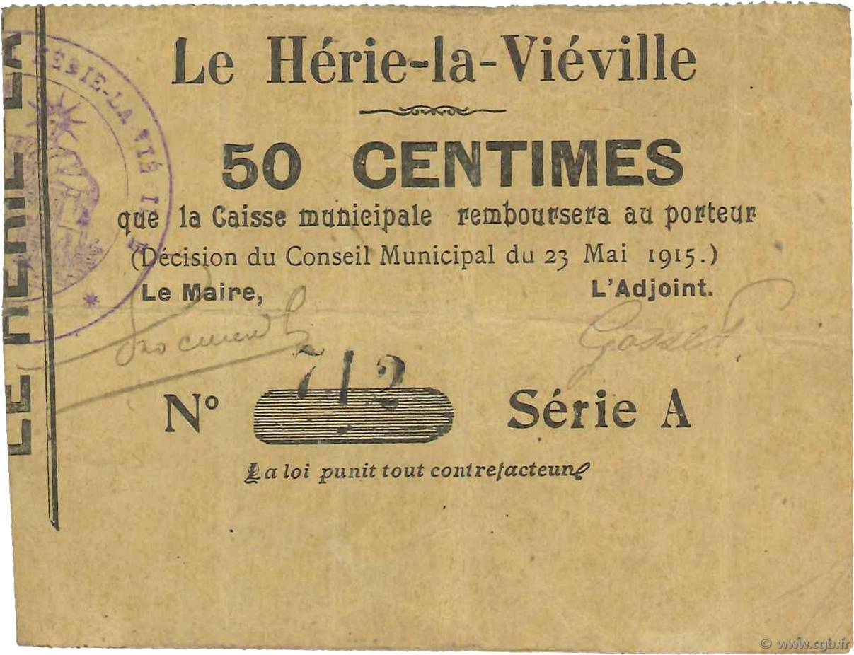 50 Centimes FRANCE Regionalismus und verschiedenen  1915 JP.02-1165 SS