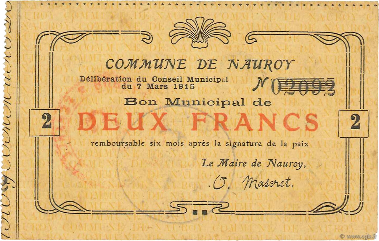 2 Francs FRANCE régionalisme et divers  1915 JP.02-1628 TTB