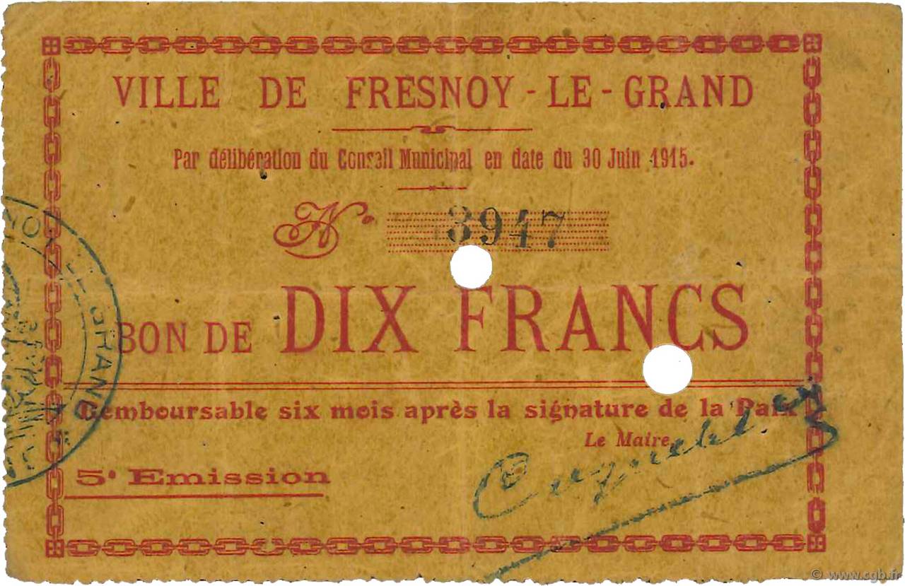 10 Francs FRANCE regionalismo y varios  1915 JP.02-1016 MBC