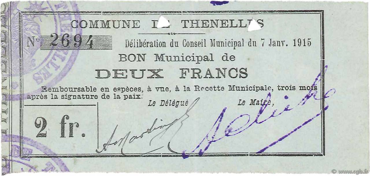 2 Francs FRANCE régionalisme et divers  1915 JP.02-2270 TTB