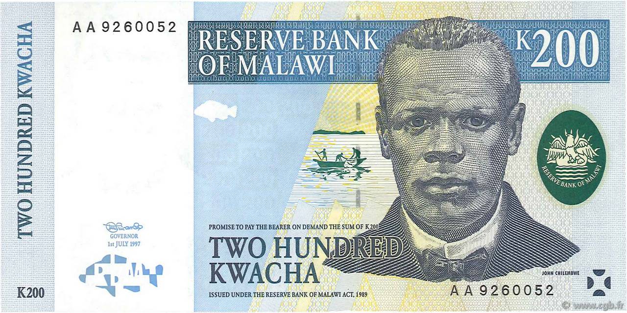 200 Kwacha MALAWI  1997 P.41 ST