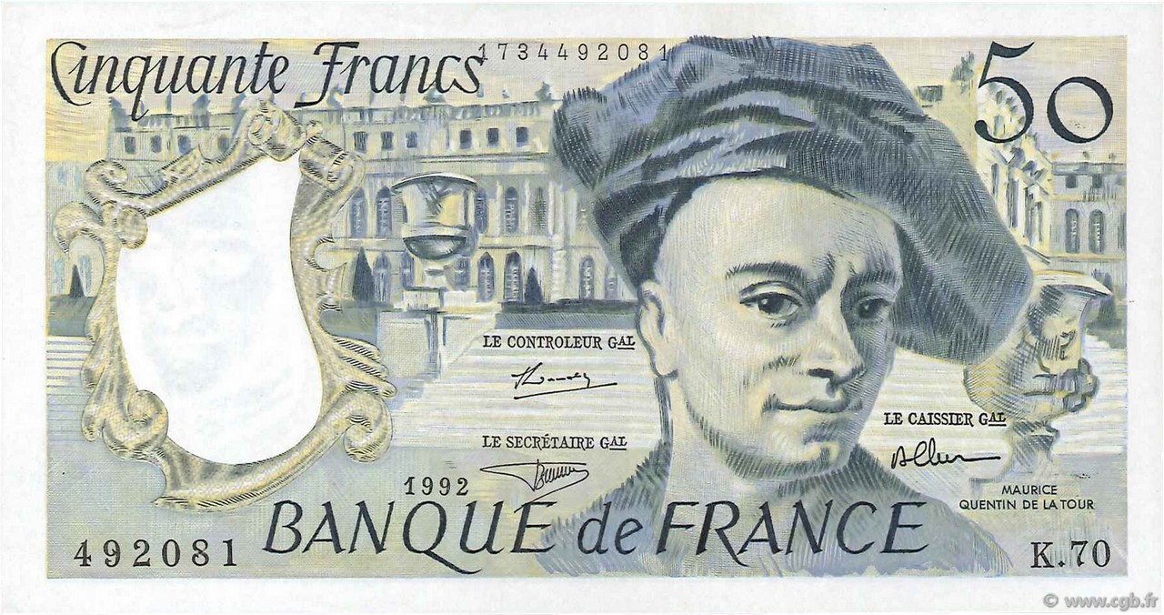 50 Francs QUENTIN DE LA TOUR FRANCE  1992 F.67.18 pr.NEUF