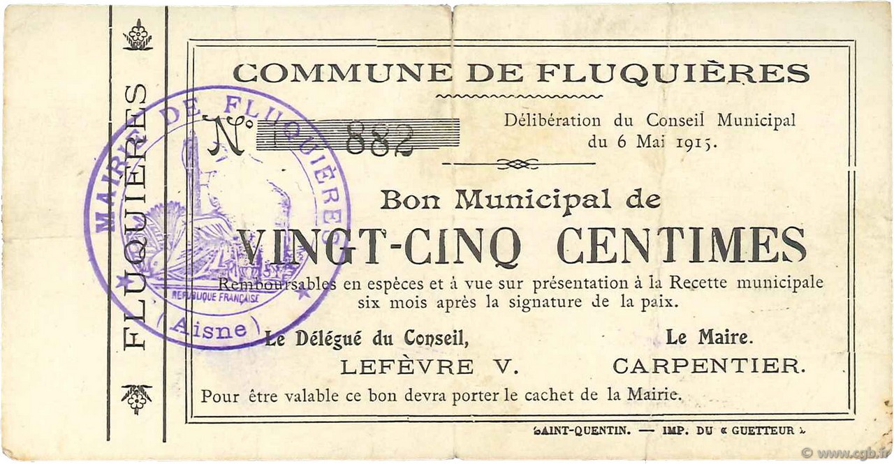 25 Centimes FRANCE regionalismo y varios  1915 JP.02-0902 BC+