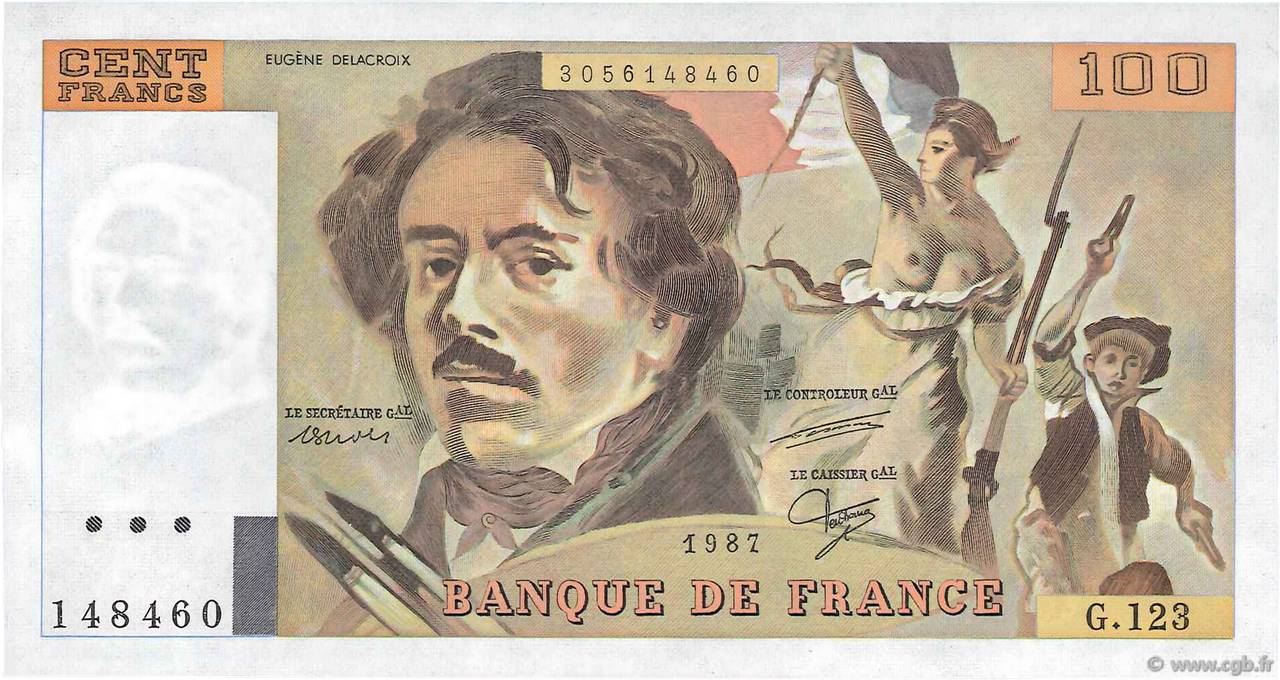 100 Francs DELACROIX modifié FRANCE  1987 F.69.11 Pr.NEUF