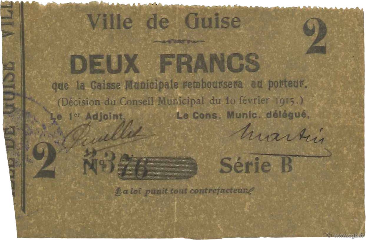 2 Francs FRANCE regionalismo y varios  1915 JP.02-1103 MBC+