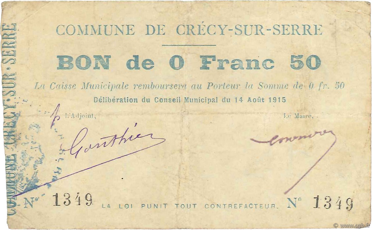 50 Centimes FRANCE régionalisme et divers  1915 JP.02-0532 TB+