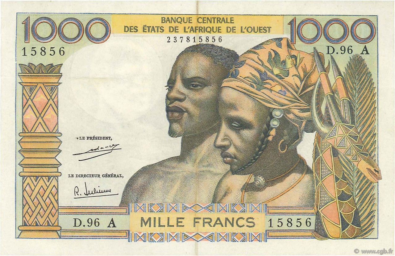 1000 Francs ÉTATS DE L AFRIQUE DE L OUEST  1971 P.103Ah TTB