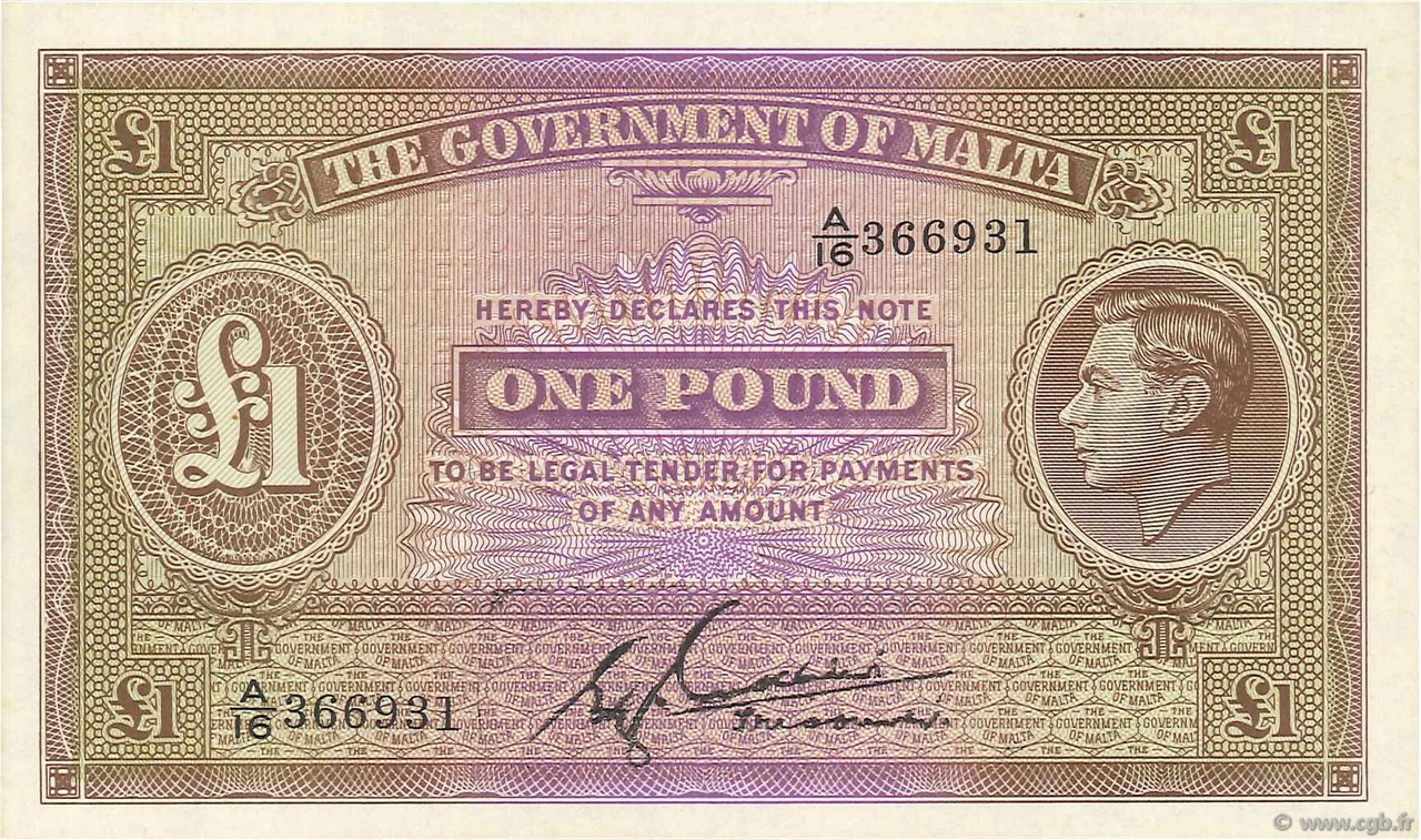 1 Pound MALTE  1940 P.20b pr.NEUF
