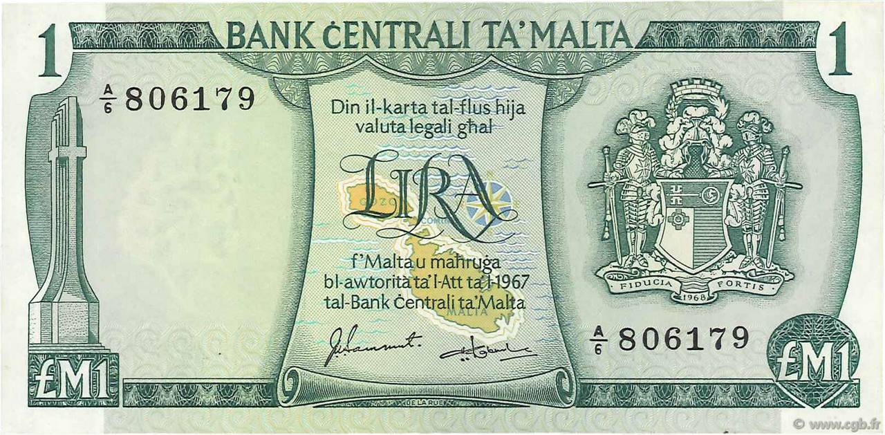 1 Lira MALTE  1973 P.31f TTB+