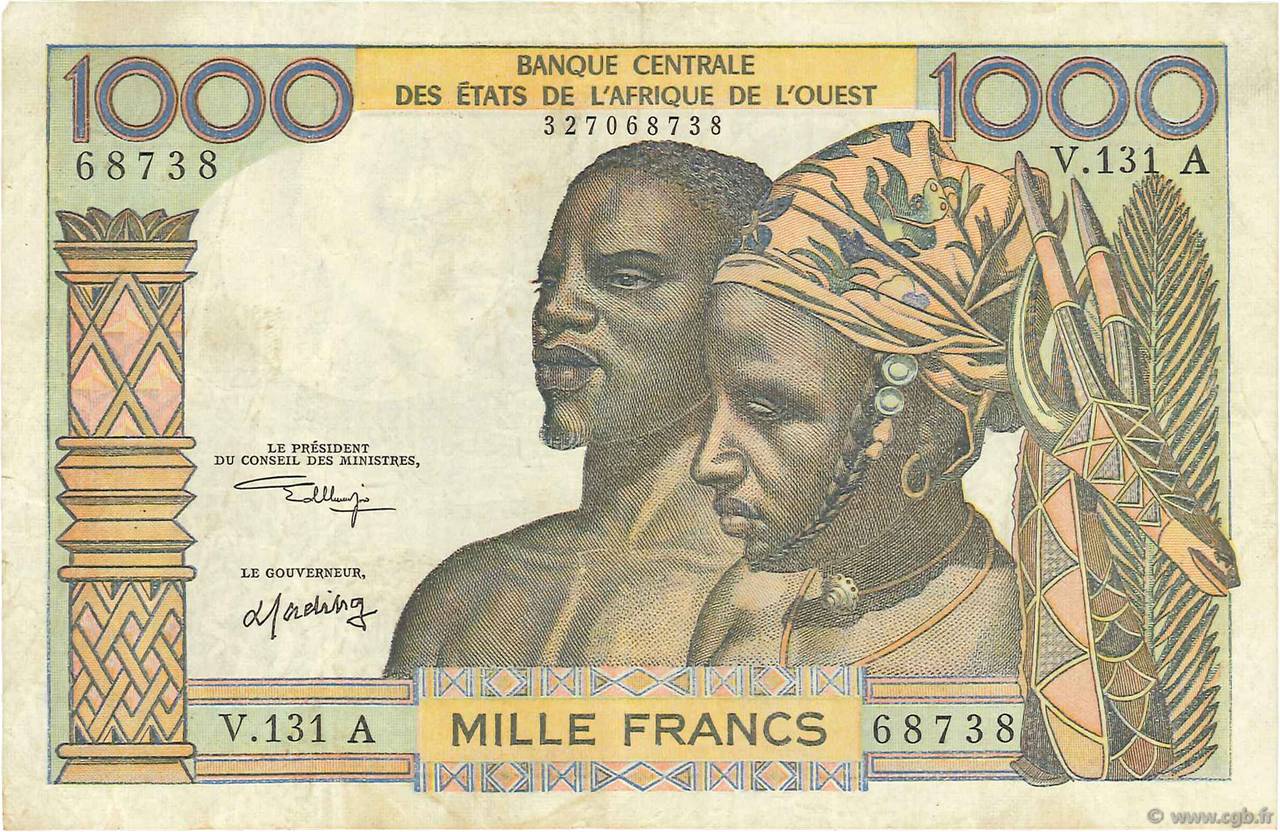 1000 Francs ÉTATS DE L AFRIQUE DE L OUEST  1973 P.103Ak TTB