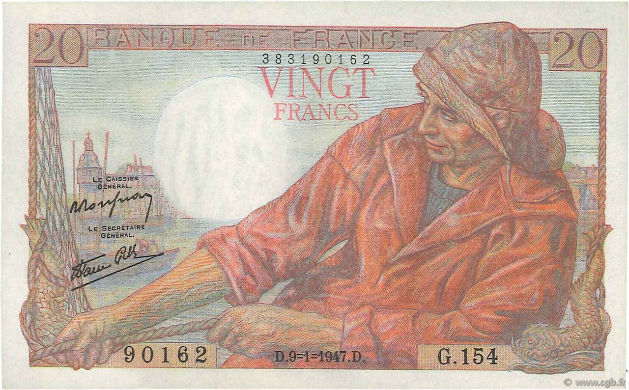 20 Francs PÊCHEUR FRANCE  1947 F.13.11 pr.NEUF