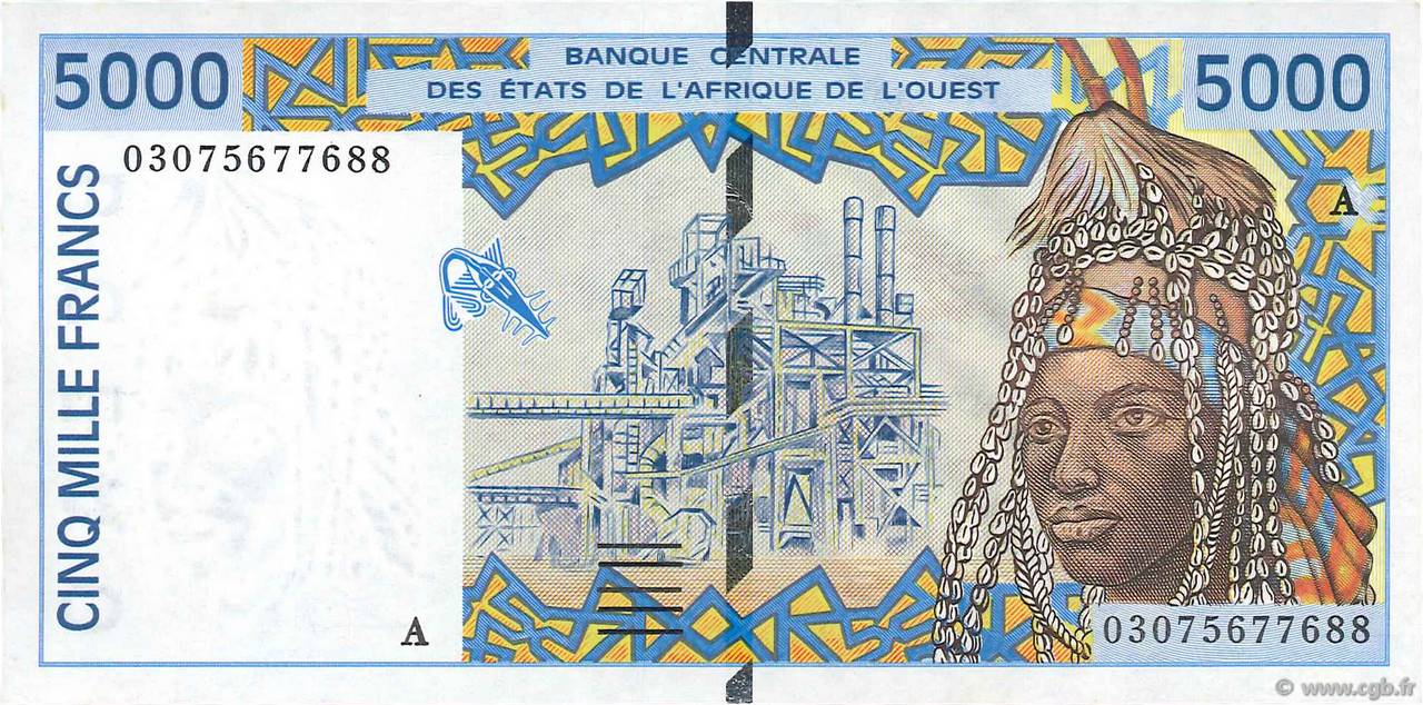 5000 Francs ÉTATS DE L AFRIQUE DE L OUEST  2003 P.113Am SPL+