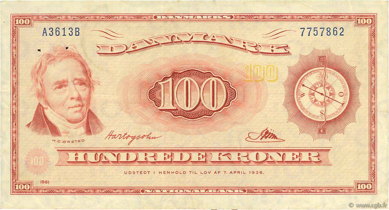 100 Kroner DINAMARCA  1961 P.046b BB