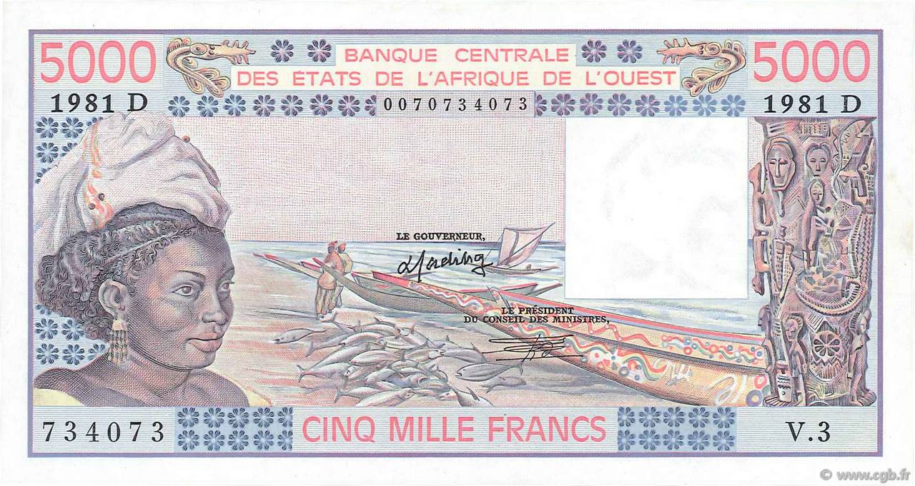 5000 Francs ÉTATS DE L AFRIQUE DE L OUEST  1981 P.407Dc SPL