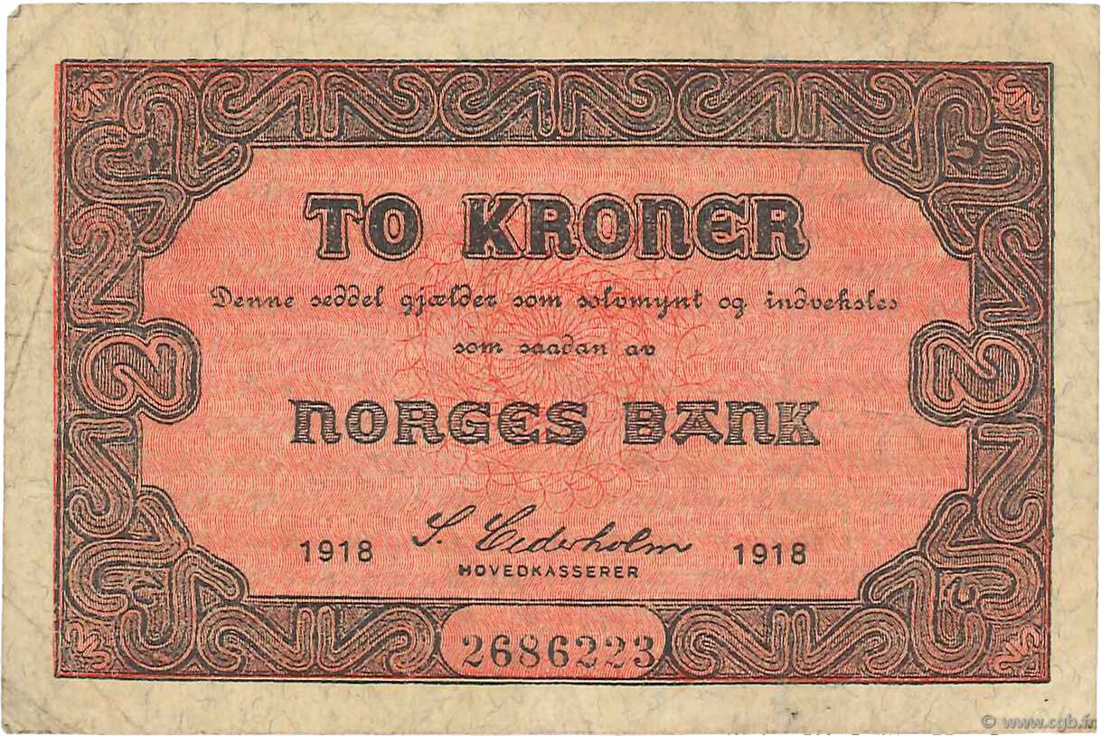 2 Kroner NORVÈGE  1918 P.14a TTB