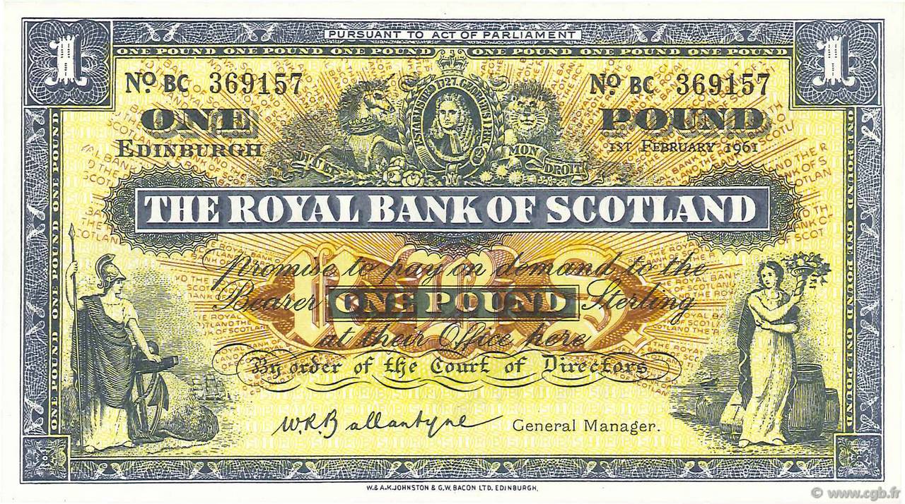 1 Pound ÉCOSSE  1961 P.324b SPL