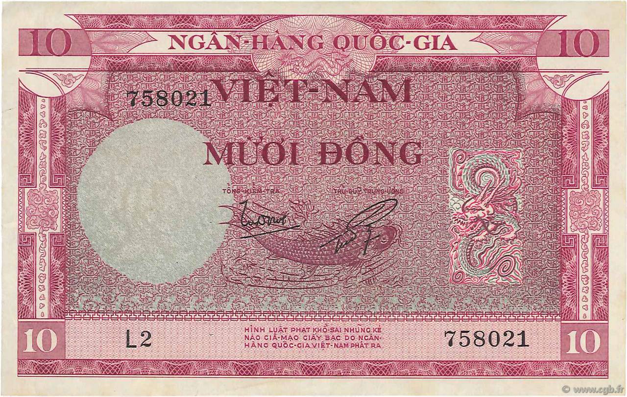 10 Dong VIET NAM SUD  1955 P.03a SUP