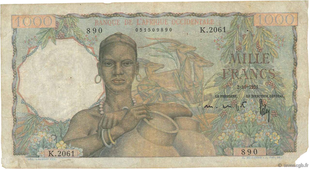 1000 Francs AFRIQUE OCCIDENTALE FRANÇAISE (1895-1958)  1951 P.42 B