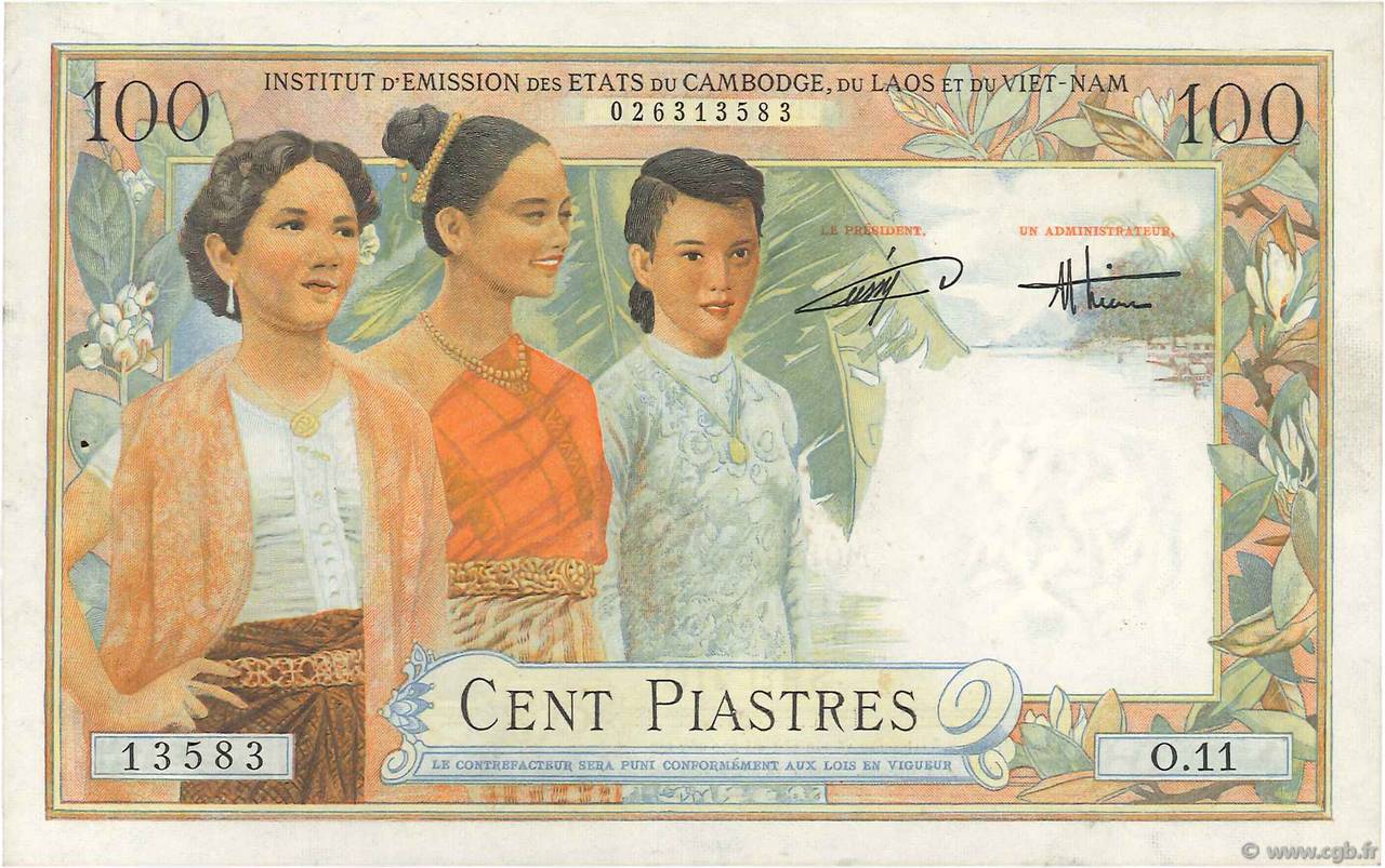 100 Piastres - 100 Dong INDOCHINA  1954 P.108 SC