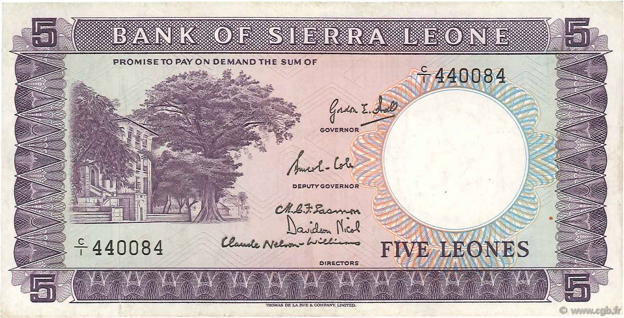 5 Leones SIERRA LEONA  1964 P.03a MBC