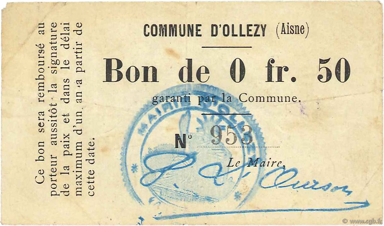 50 Centimes FRANCE régionalisme et divers  1916 JP.02-1714v TTB