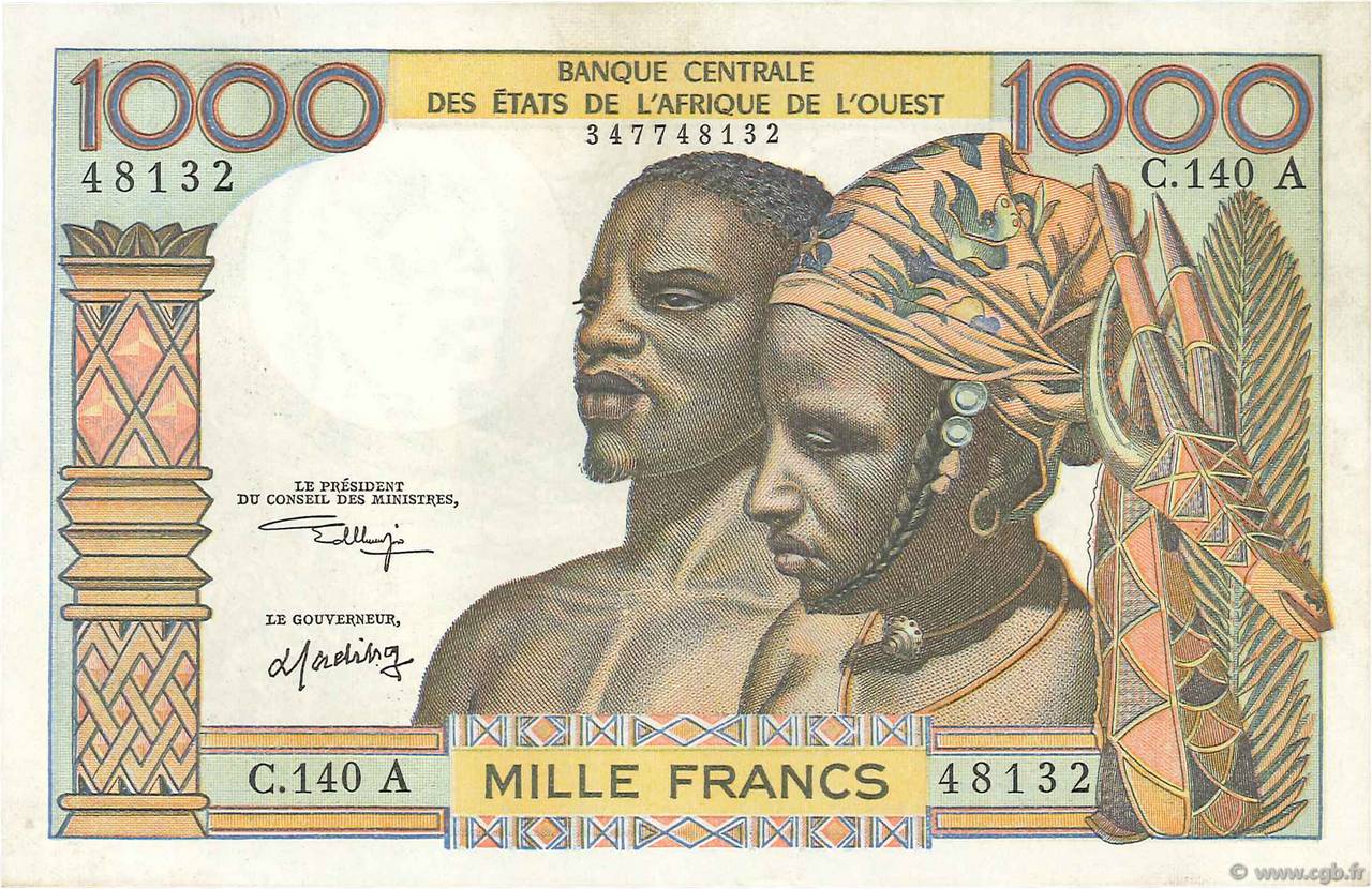 1000 Francs ÉTATS DE L AFRIQUE DE L OUEST  1973 P.103Ak SPL