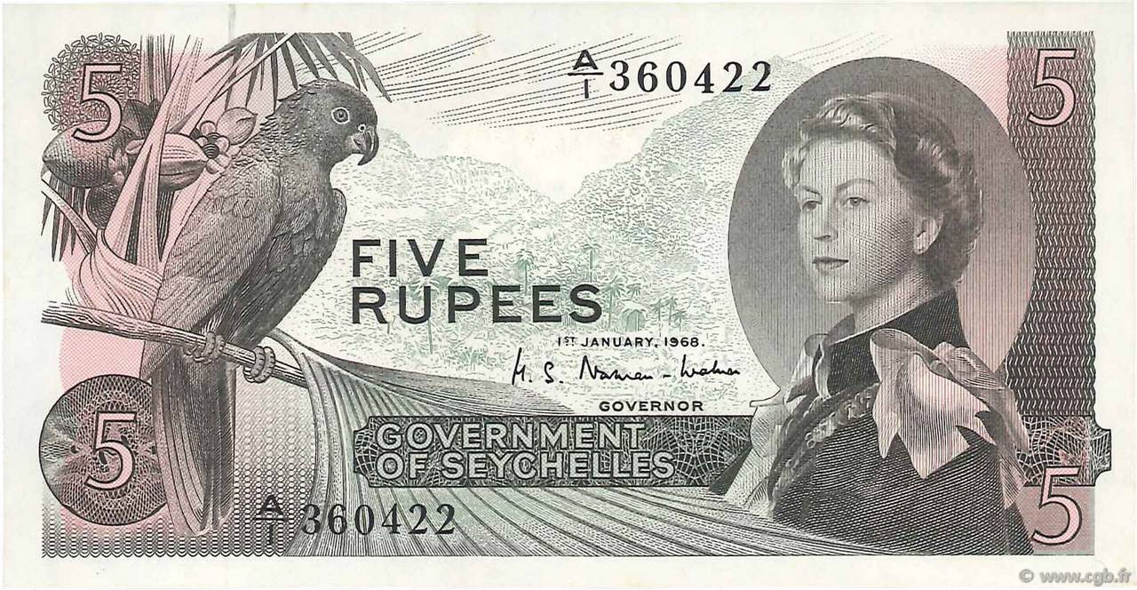 5 Rupees SEYCHELLES  1968 P.14a FDC