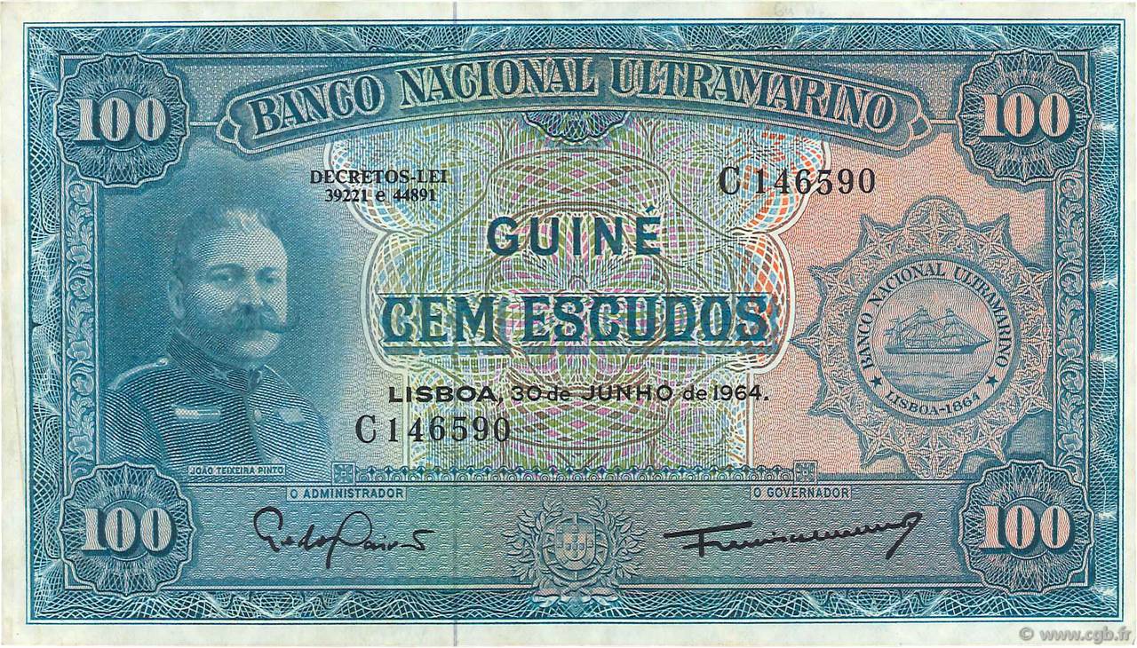 100 Escudos PORTUGUESE GUINEA  1964 P.041a VZ