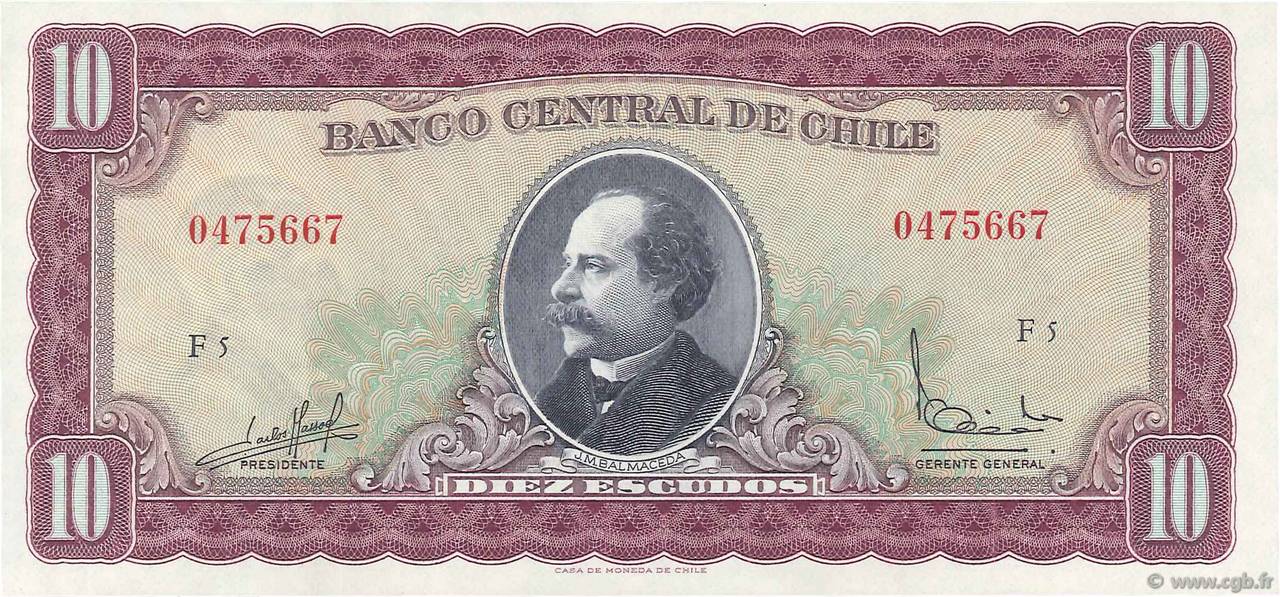 10 Escudos CHILI  1964 P.139a SPL