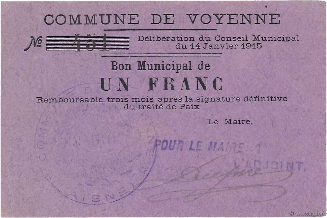 1 Franc FRANCE regionalism and miscellaneous  1915 JP.02-2450 AU