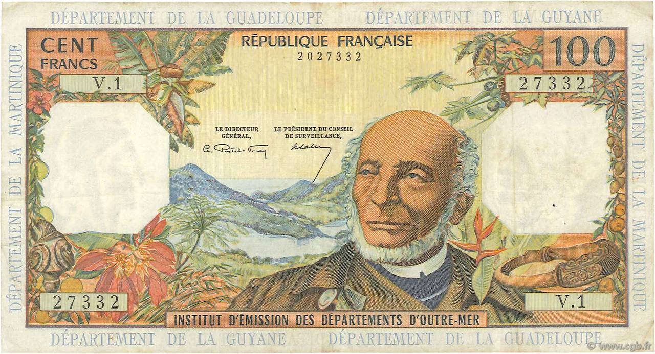 100 Francs ANTILLES FRANÇAISES  1966 P.10a TTB+