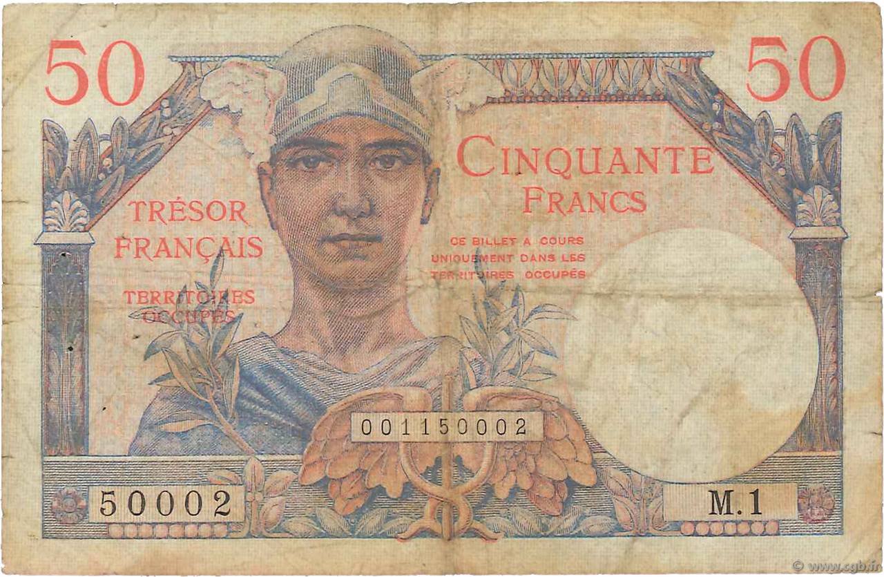 50 Francs TRÉSOR FRANÇAIS FRANCIA  1947 VF.31.01 BC