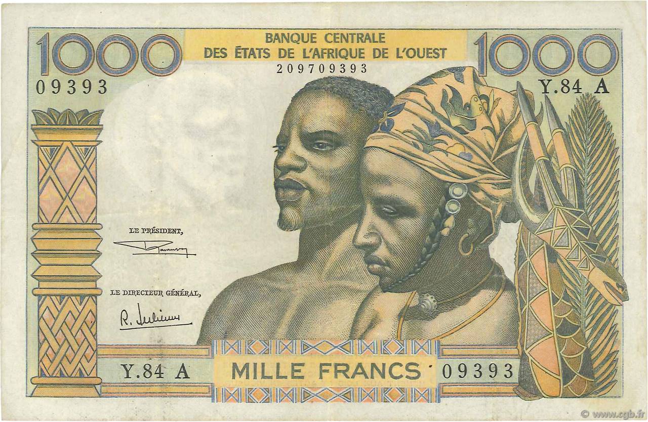 1000 Francs ÉTATS DE L AFRIQUE DE L OUEST  1969 P.103Ag TTB