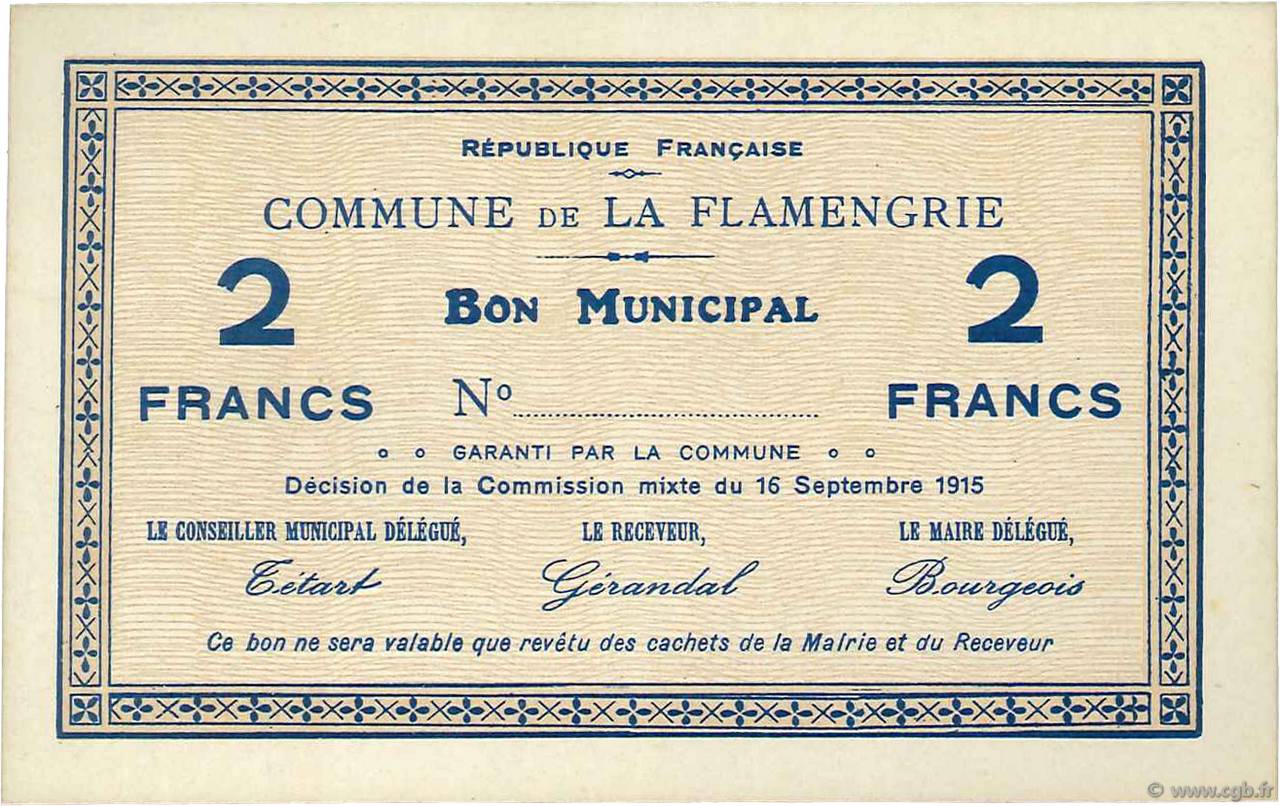 2 Francs FRANCE régionalisme et divers  1915 JP.02-0846 pr.NEUF