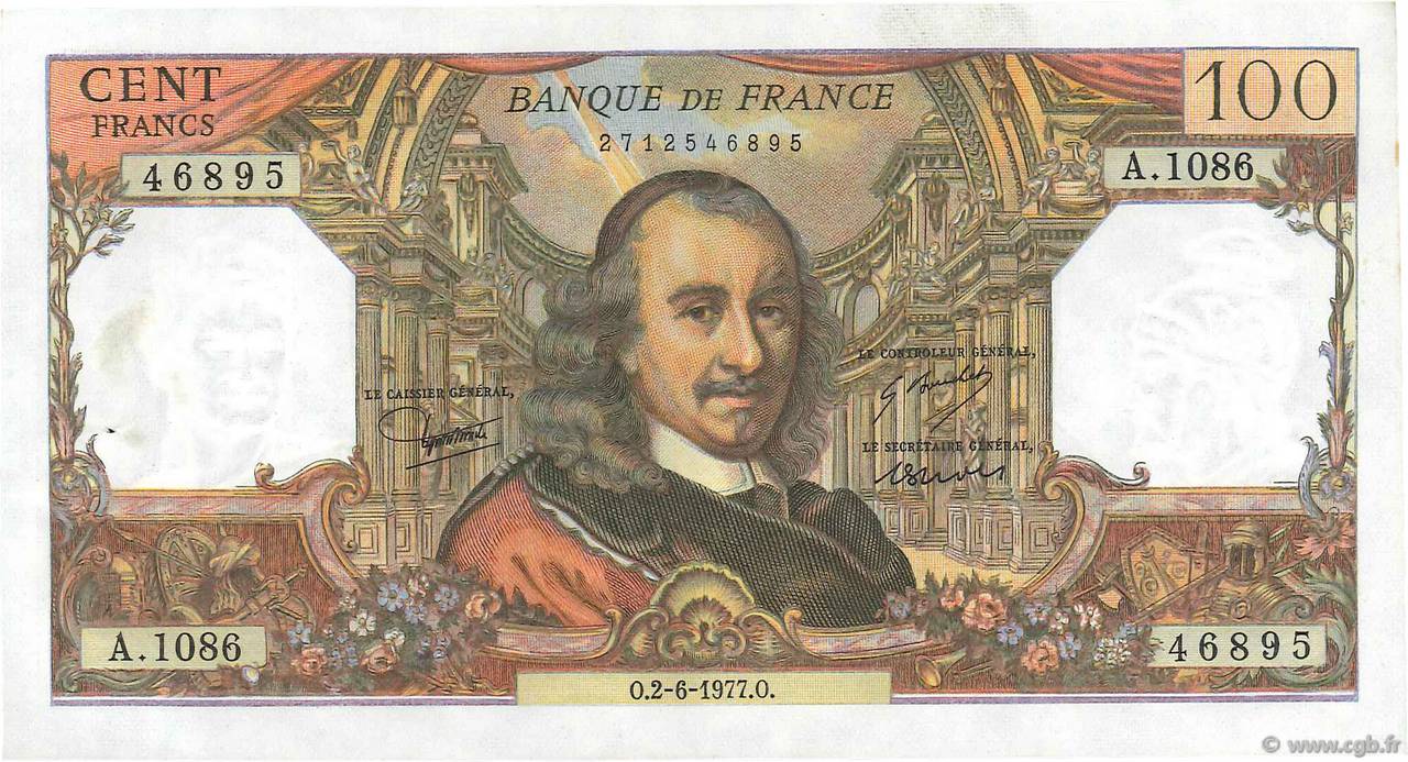 100 Francs CORNEILLE FRANCE  1977 F.65.58 pr.SPL