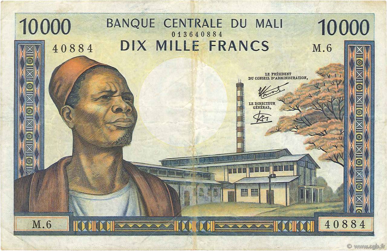 10000 Francs MALI  1973 P.15f TB à TTB