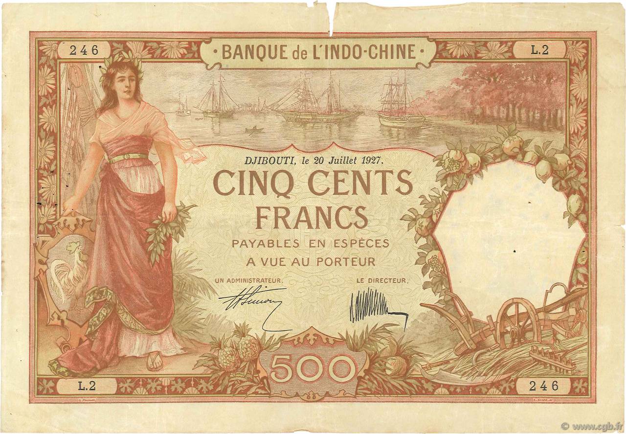 500 Francs DJIBOUTI  1927 P.09a B