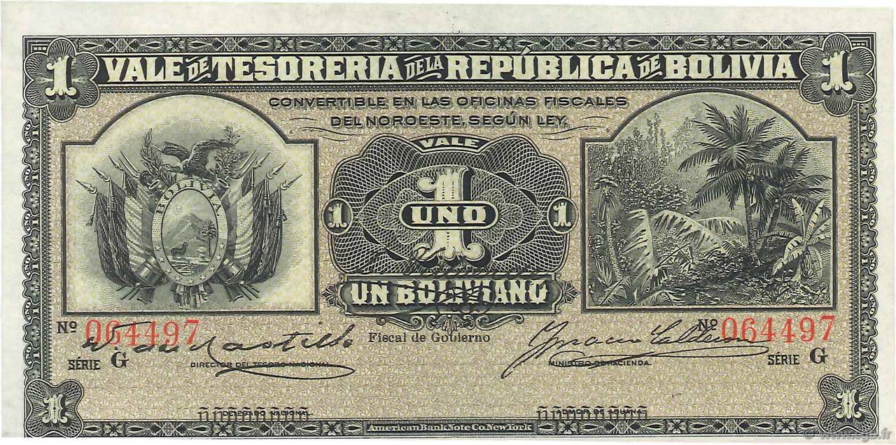 1 Boliviano BOLIVIE  1902 P.092 pr.NEUF