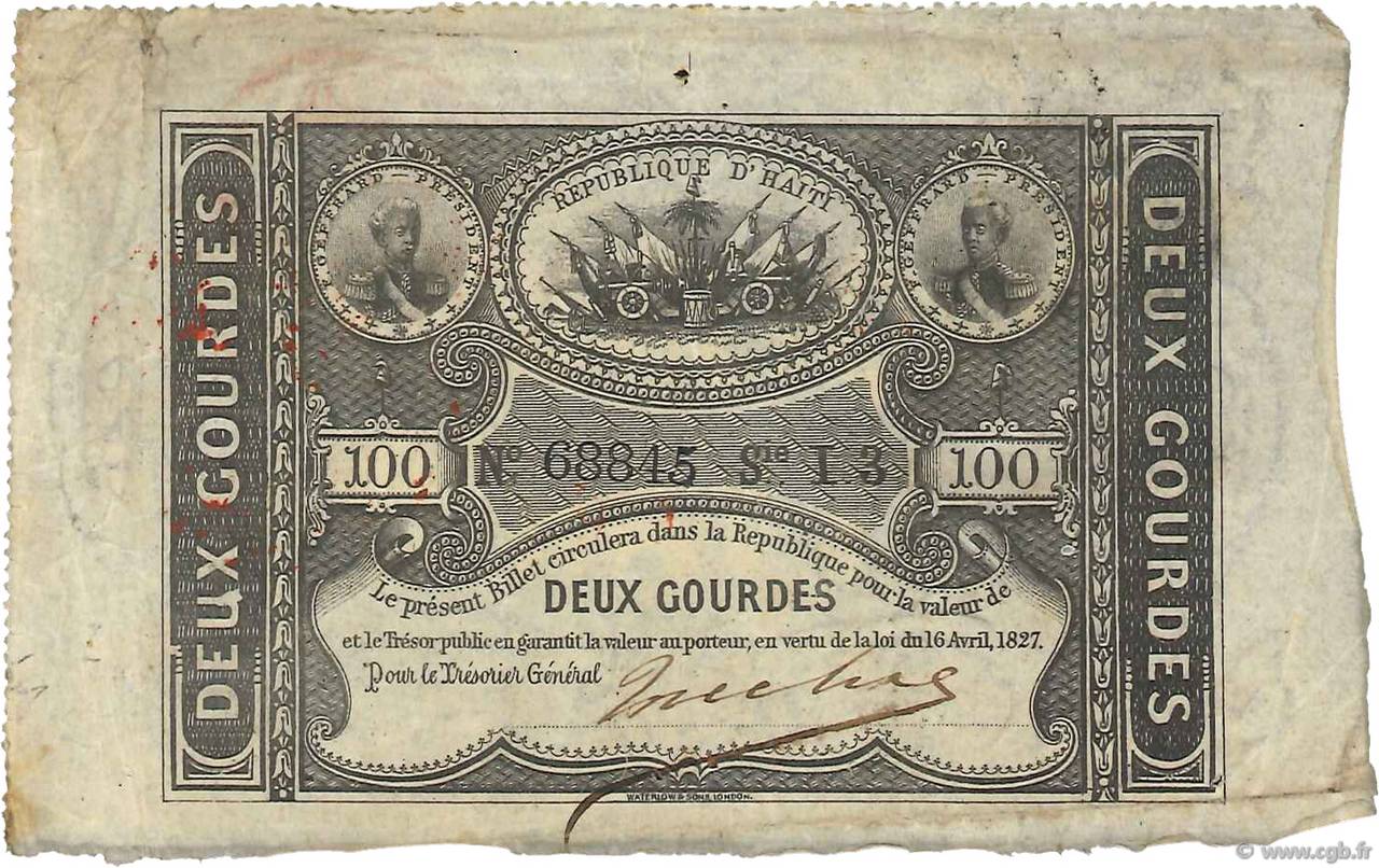 2 Gourdes HAÏTI  1859 P.042 TTB