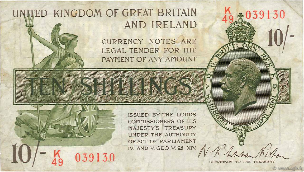 10 Shillings ANGLETERRE  1922 P.358 TB+