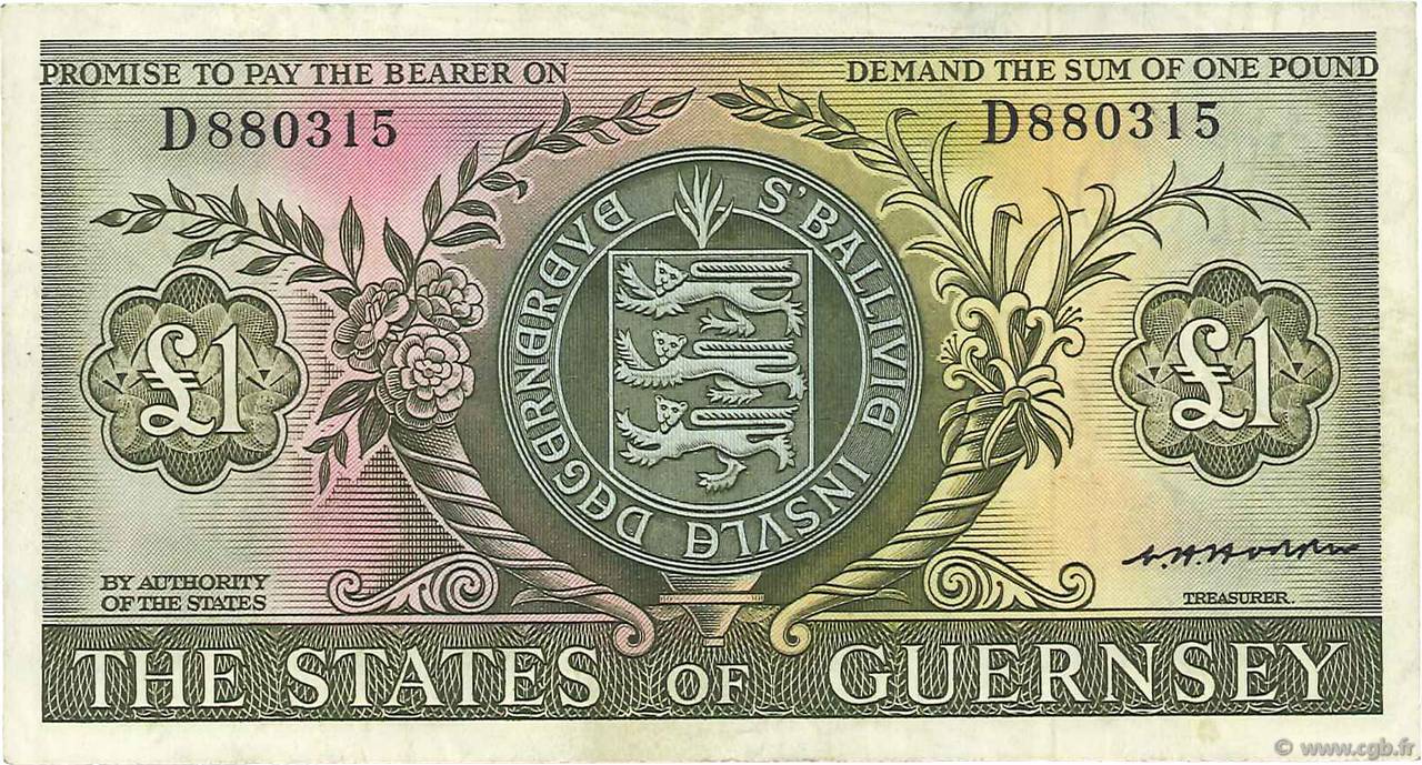 1 Pound GUERNSEY  1969 P.45b BB